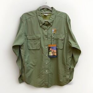 Exofficio Women's L Green Vented Outdoors Hiking Camping Fishing Shirt Gorpcore